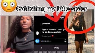 Catfishing my little sister Sadeeya again *I TOLD MY DAD HE BEATS HER WITH A… * 😱