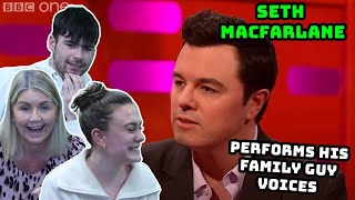 BRITISH FAMILY REACTS! Seth MacFarlane | Performs His Family Guy Voices!