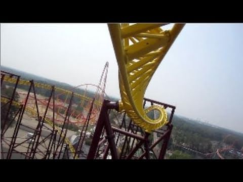 Volcano - The Blast Coaster  Front Seat on-ride HD POV Kings Dominion