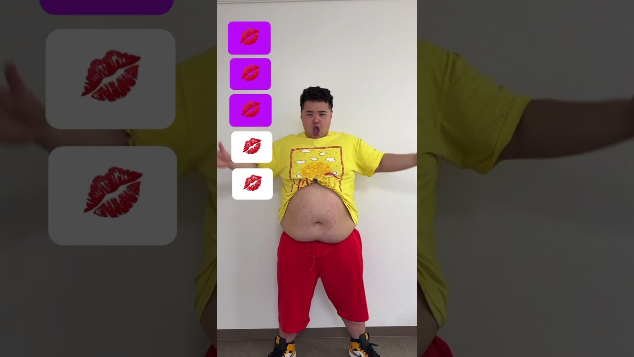 【TikTok100万再生】120Kgデブのお腹でちゅちゅするリアクション