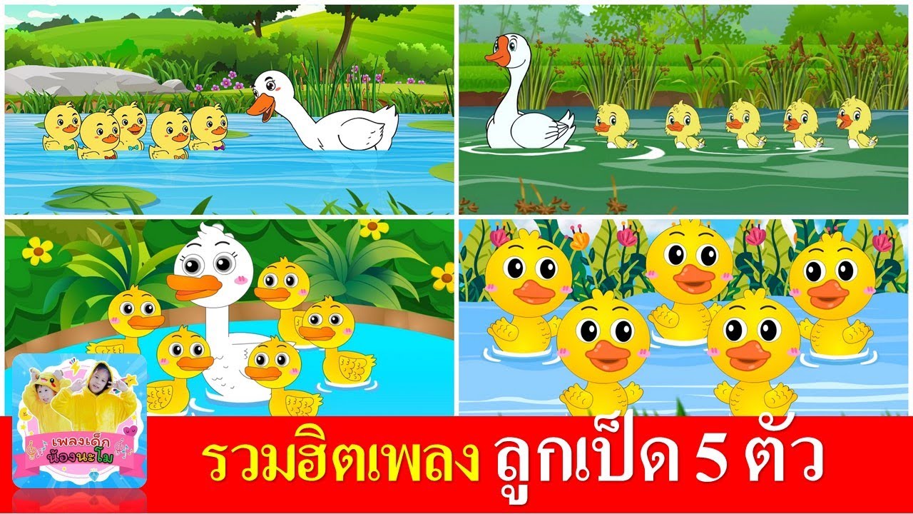รวมฮิตเพลง ลูกเป็ด 5 ตัว | ฝึกนับเลขสำหรับเด็กๆ