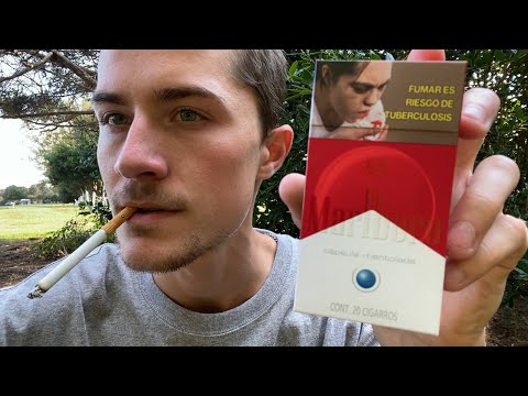 Smoking a Marlboro Red 100 Cigarette from Mexico - Review