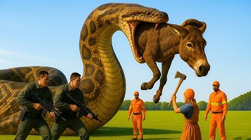 Heroic Team Saves a Helpless Mother Donkey After Her Baby’s Cry Leads Them to a Giant Python Attack