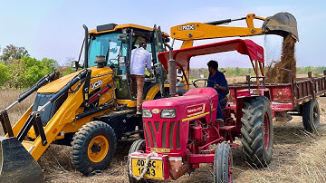 New JCB Eco Xpert Backhoe Loading Mud In Mahindra 415 DI Tractor And Swaraj 843 XM Tractor Trolley