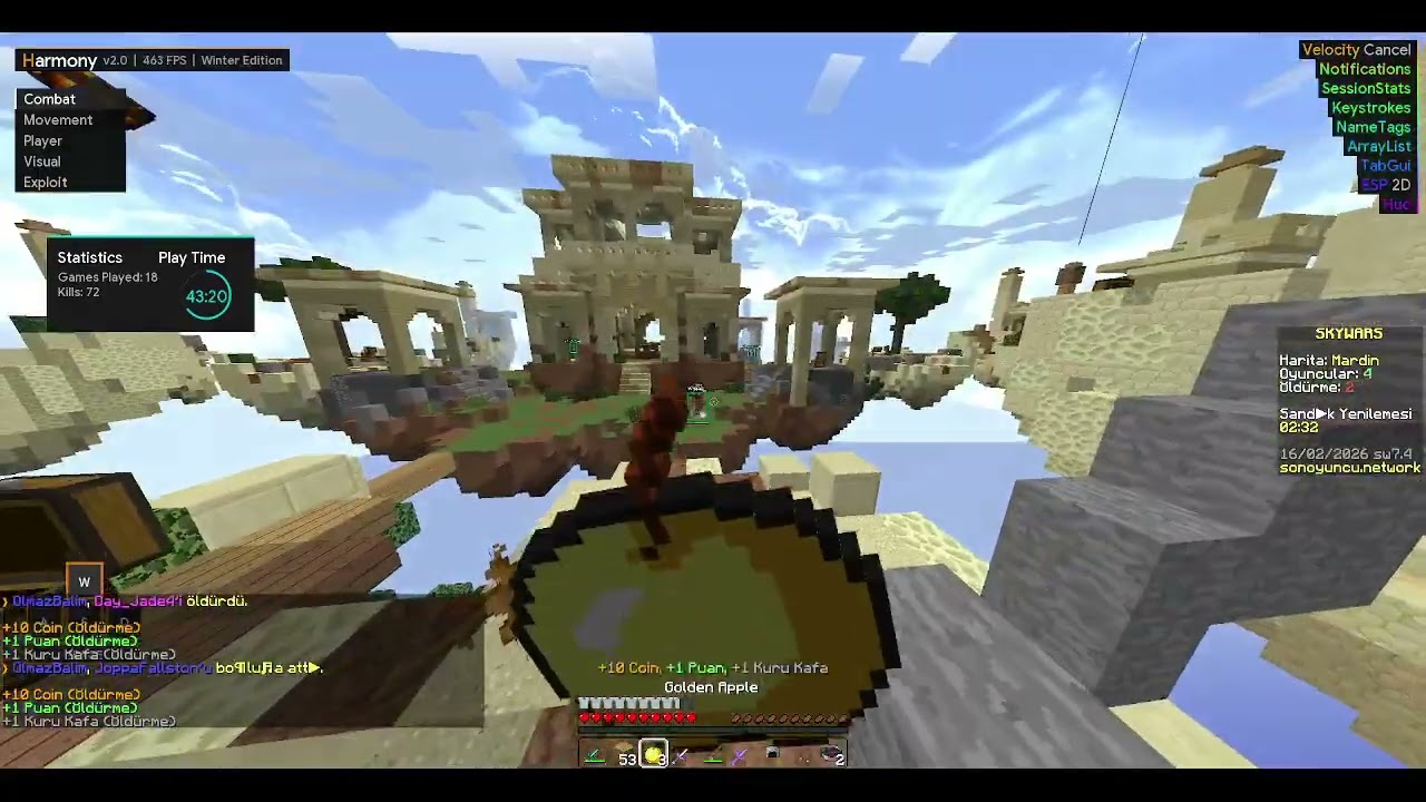 [NOFIX] Harmony Client v2.0 | Sonoyuncu Cheat (KillAura,Velocity,Clip, +++)