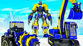 Heavy excavator Robot Jcb Dozer Car Stone Snow Cutter Machine Helicopter Transformation 6 screenshot 2