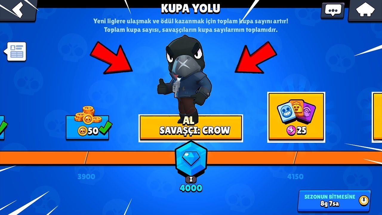 Imkansiz Kupa Yolundan Ucretsiz Crow Verdi Brawl Stars Youtube