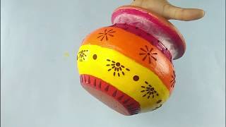 EASY POT PAINTING WITH BINDI   I   BEAUTIFUL POT PAINTING   I   KALASHA DECORATION