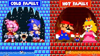Family Challenge:  Mario vs Sonic Family HOT vs COLD Challenge! | Game Animation