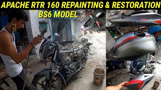 Tvs Apache 160 Rtr Bike Repainting & Restoration Price New Model Bs6 Stickers 2K Painting
