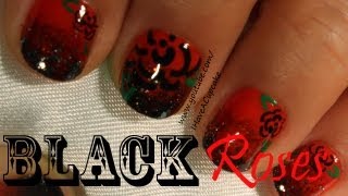 Halloween Nails - Simple Black Roses *Halloween Nail Art*