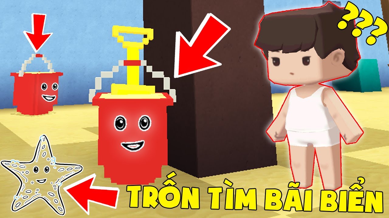 MINI GAME : TRÒ CHƠI TRỐN TÌM TRÊN BÃI BIỂN * THỬ THÁCH BIẾN THÀNH ĐỒ VẬT TRÊN BIỂN TRONG MINI WORLD