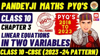 linear equations in two variables - PYQs (2018-2023) LIVE | Class 10 CBSE Maths  | Rajiv Sir Eduhap