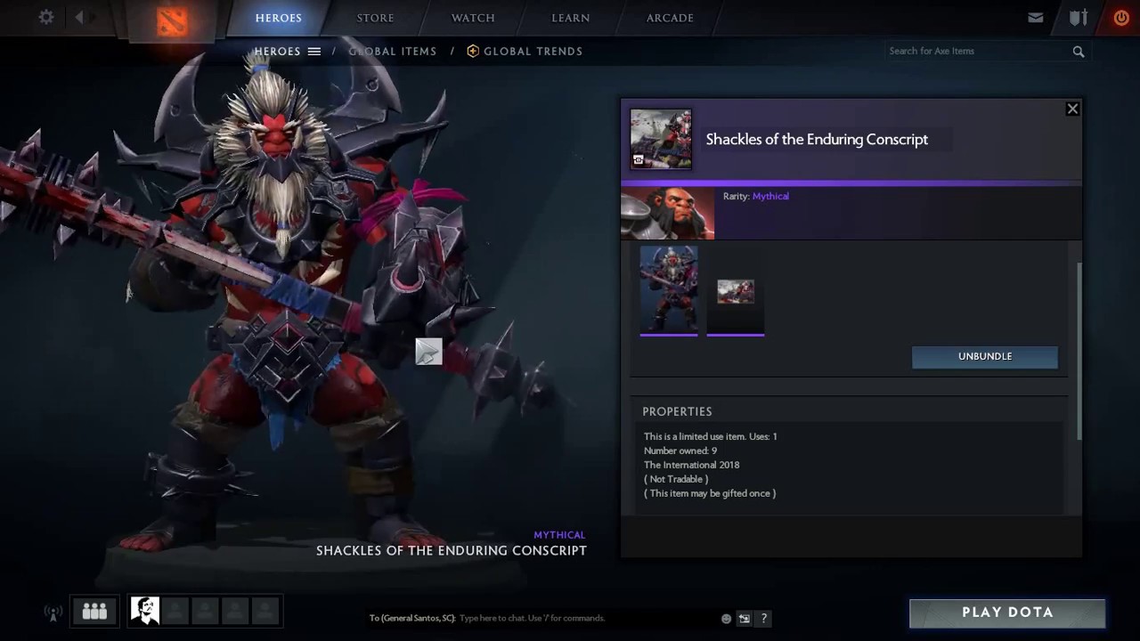 Shackles of the Enduring Conscript International 2018 Axe Collectors Cache Set Item Preview Dota 2