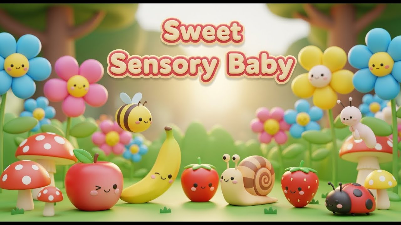 Colorful Fruits & Bunny Friends🍇Calm Sensory Video for Babies🐰