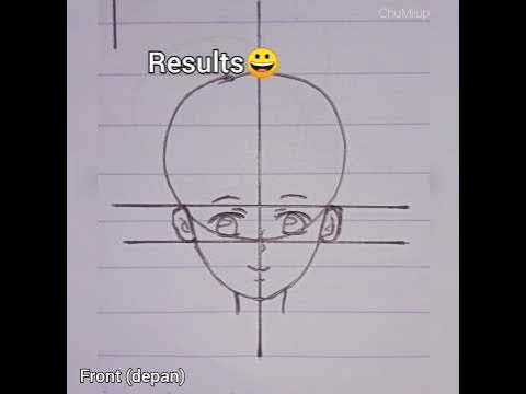Cara menggambar anatomi wajah anime #depan #stepbystep #short - YouTube
