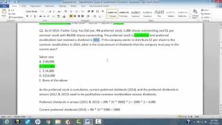 Explanations - Shareholders Equity Questions