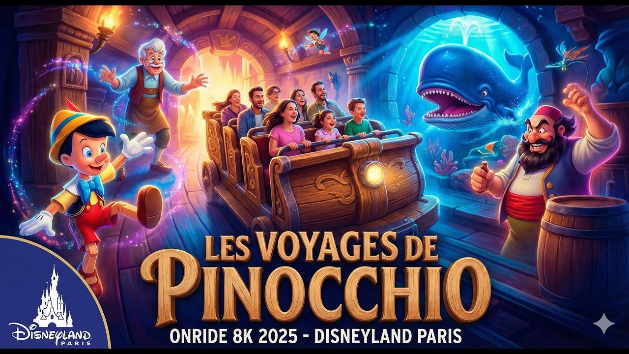 Les Voyages de Pinocchio Onride 8K 2025 - Disneyland Paris (Pinocchio's Daring Journey)