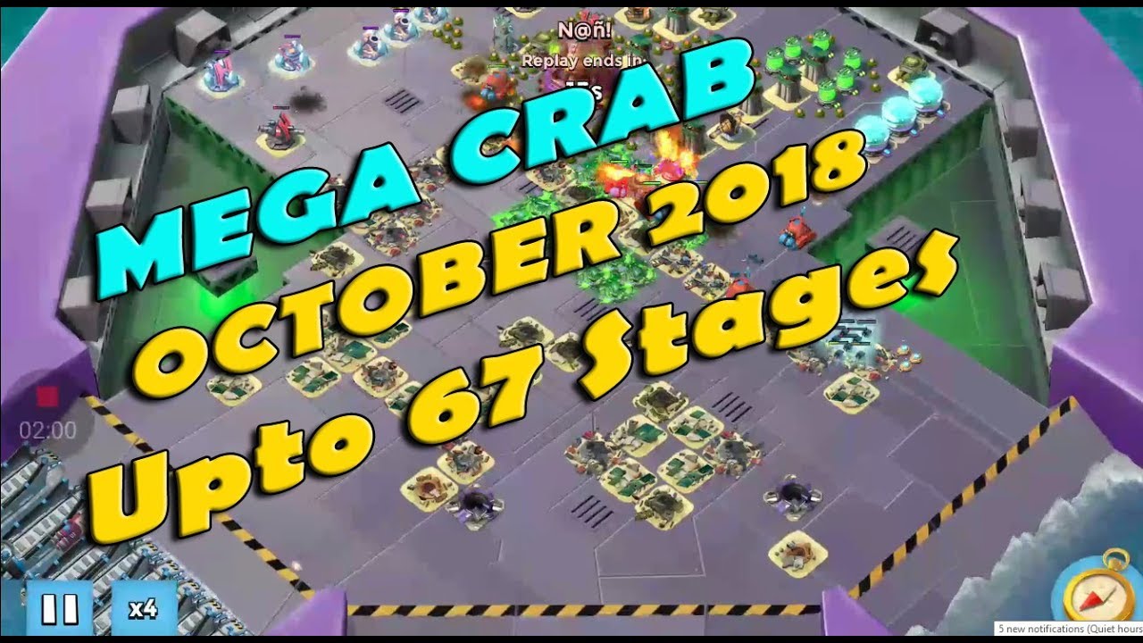 BOOM BEACH Mega Crab October 2018, Upto 67 Stages