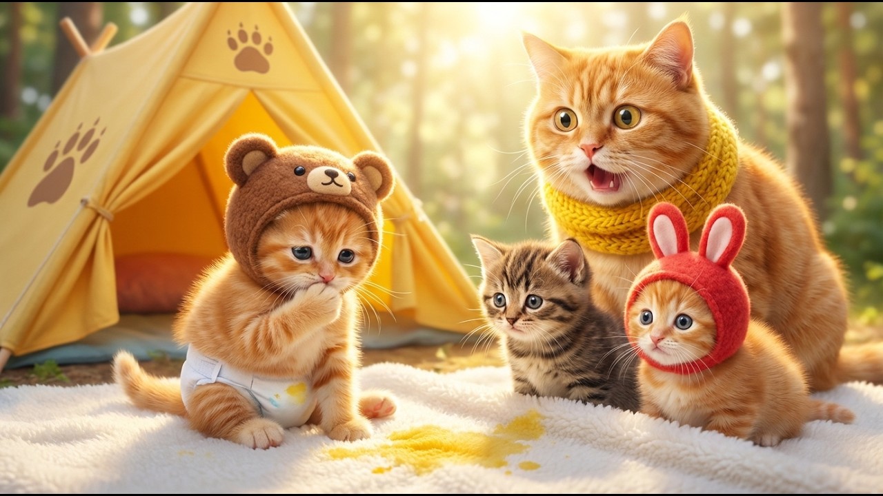 Cat Family Camping Trip by the Lake 🏕️🐱🌅