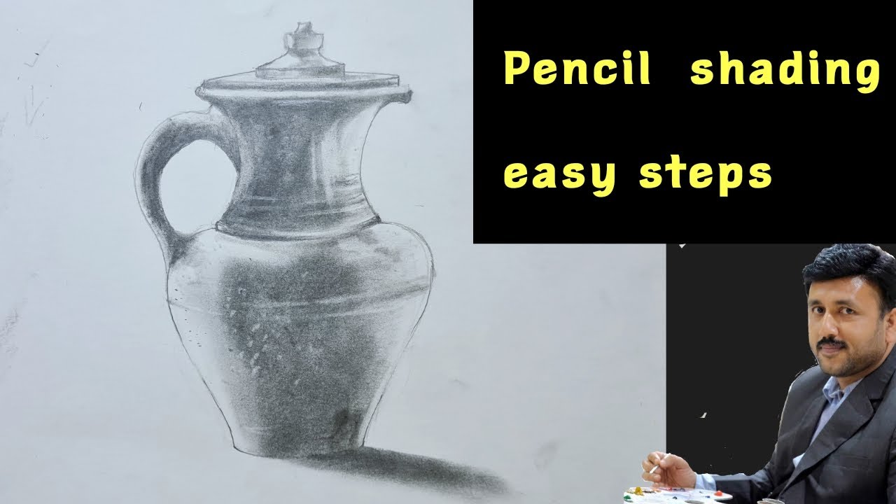 How to draw a pot with basic shapes, pot pencil shading for kids, still