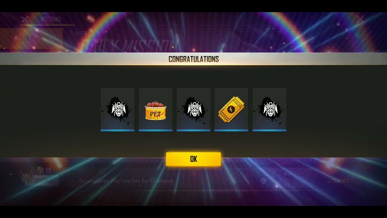 Daily mission claim in free fire Max