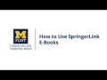 How to Use SpringerLink E-Books