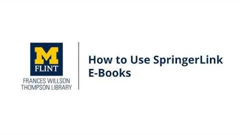 How to Use SpringerLink E-Books