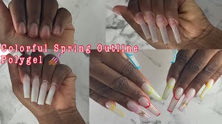 SPRING TRENDING POLYGEL COLORFUL OUTLINE NAILS | ROSALIND OPAL POLYGEL + BUTTERFLY SICKER.