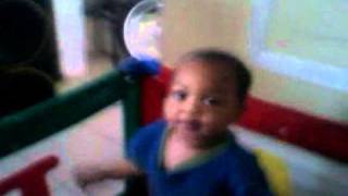 Lucon jr. Age 1 brushing his teeth for the first time