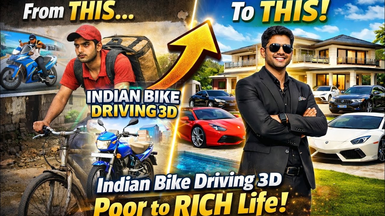 Cycle se Shuru… Luxury Cars Tak 🏠🚗 | Poor to Rich Journey | Indian Bike Driving 3D