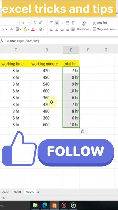how-to-convert-minutes-to-hours-in-excel-excel-tricks-and-tips