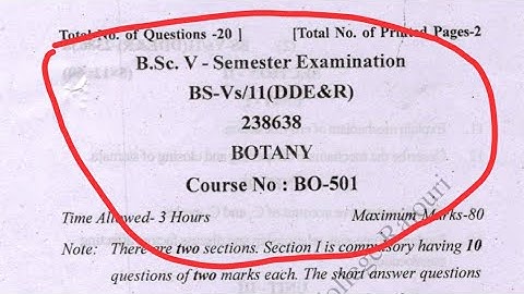 BSC 5th semester Botany question paper | jammuuniversity