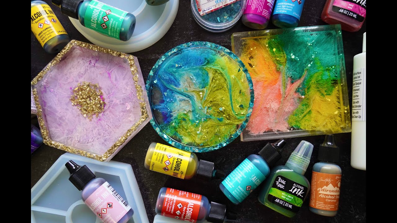 DIY Resin Coasters with Alcohol Ink
