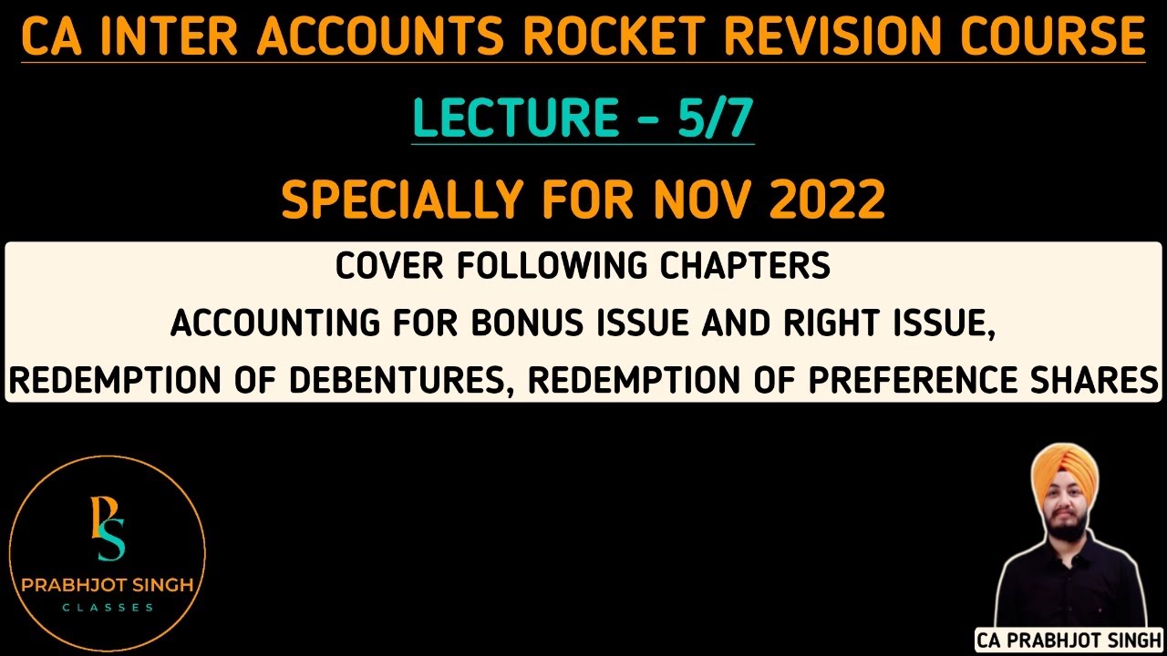 CA INTER Accounts Rocket Revision Lec 5/7 | Nov 2022 | Bonus & Right ...
