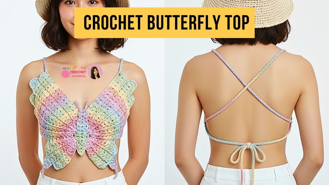 How to Crochet a Butterfly 🦋❤️ Top (Step-by-Step Tutorial