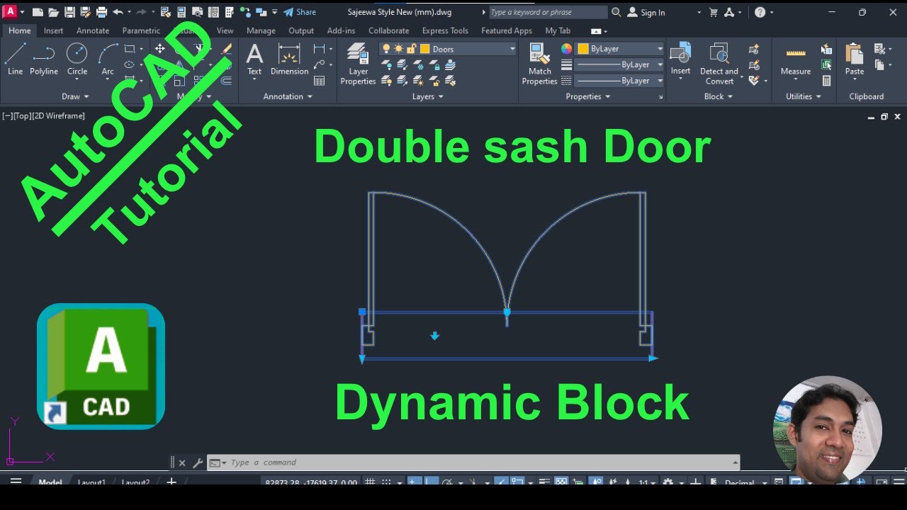 Sash Block How to Create Double sash door as Dynamic Block in AutoCAD - YouTube