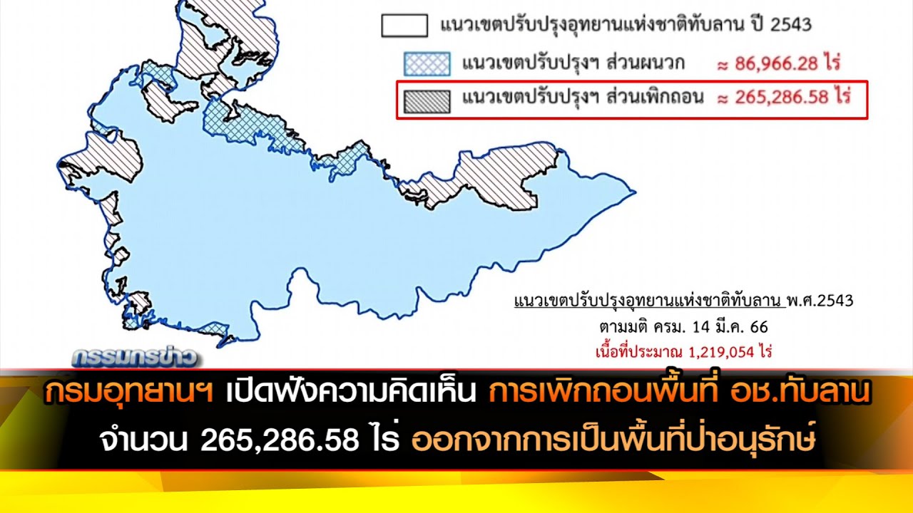 กรมอุทยานฯ เปิดฟังความคิดเห็นการเพิกถอนพื้นที่ อช.ทับลาน จำนวน 265,286.58 ไร่ ออกจากการป่าอนุรักษ์