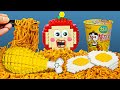 Lego mukbang yellow food irl 3  stop motion cooking asmr