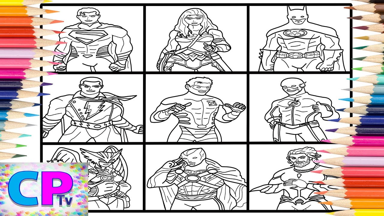 Justice League Coloring Pages/Superman/Wonder Woman/Batman/Shazam/Green Lantern/Flash/Aquaman