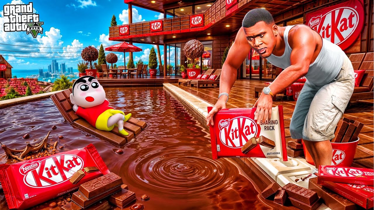 Franklin And Shinchan Builds a Kit Kat Chocolate House In GTA 5