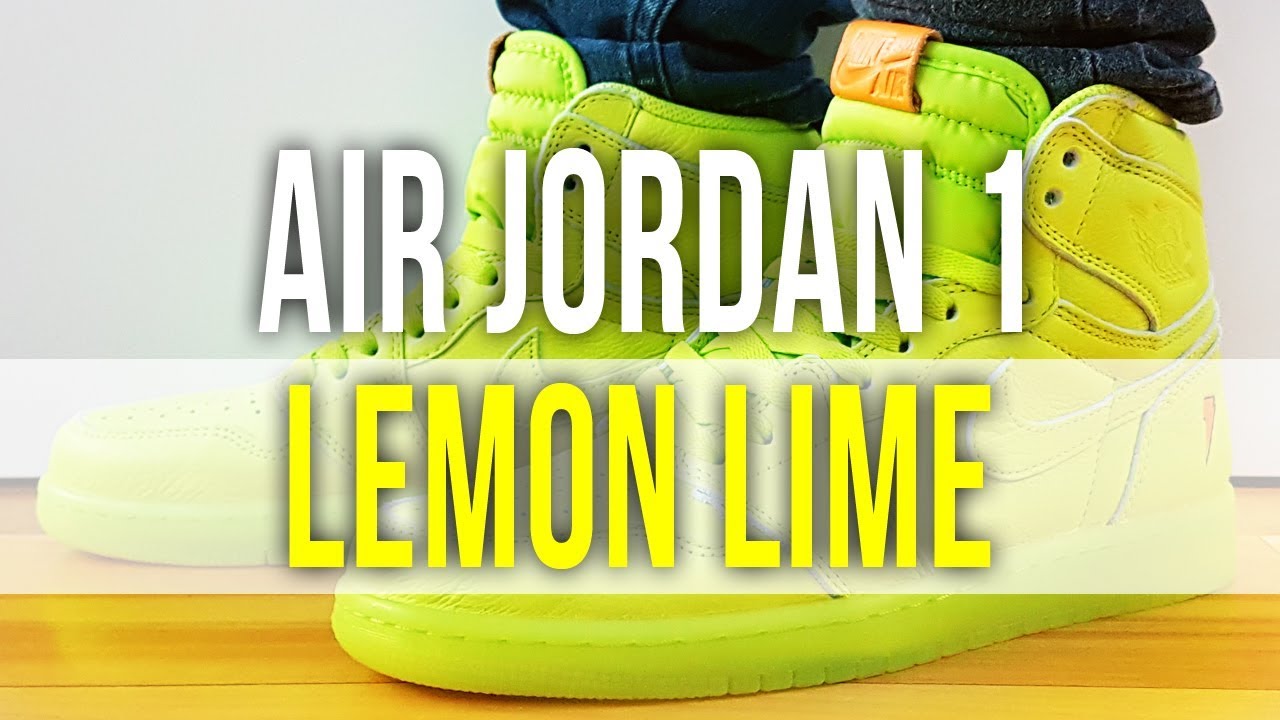 AIR JORDAN 1 RETRO GATORADE LEMON LIME (CYBER) on Feet and Close Up