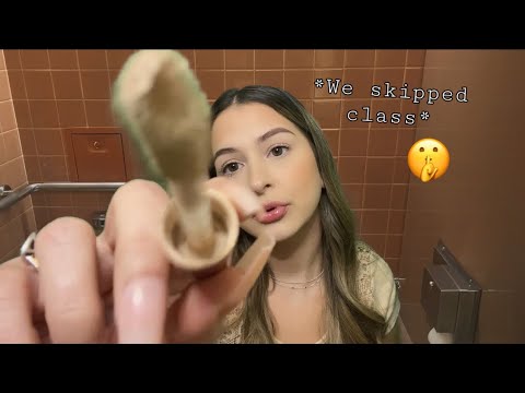 ASMR toxic friend does your makeup fast & aggressive during school ?