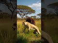 The orangutan applies a wrestling move on the lion オラウータンがプロレス技!? #shorts #lion #animals #ai