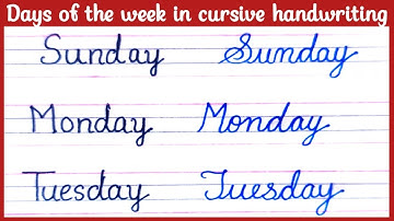 How to write Days of the week in cursive handwriting| Cursive handwriting practice @JechusWriting