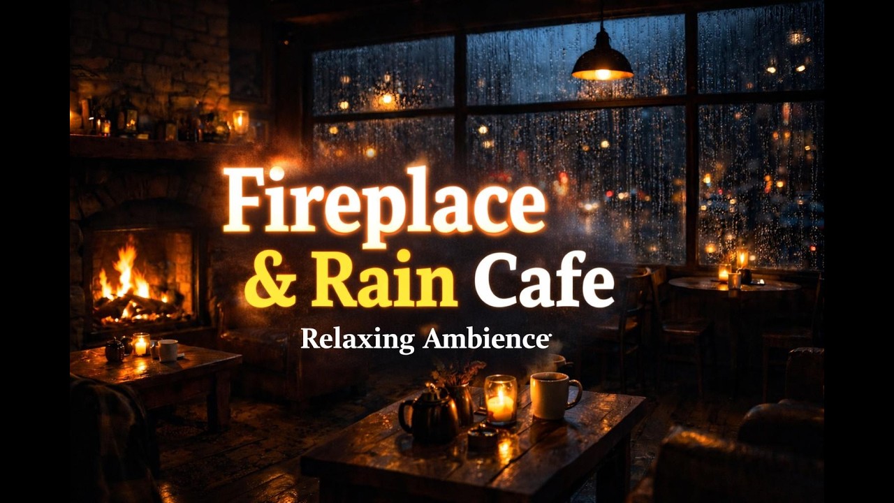 Fireplace and Rain Cafe For Relaxing Ambience