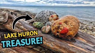 Michigan Rock Hunting at it's BEST - We Found TONS of Pudding Stones and Petoskey Stones!