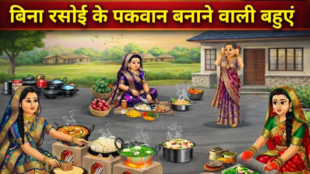 बिना रसोई के पकवान बनाने वाली बहुएं||Daughters-in-law who cook without a kitchen||Hindi cartoon stor