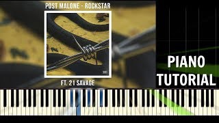 Post Malone - Rockstar ft. 21 Savage - Piano EASY Tutorial - Synthesia (How To Play)