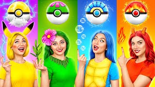 Feuer-Mädchen, Wasser-Mädchen, Luft-Mädchen und Erd-Mädchen Pokemon In Echt | Verrückte Challenge